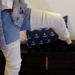 Extra Long Cream Slouchy Thigh-high Leg Warmers